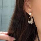 Rhinestone Faux Crystal Hoop Dangle Earring Be1915 - 1 Pair - Pearl & Crystal & Circle - One Size