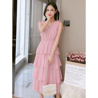 Sleeveless Layered Midi A-line Dress
