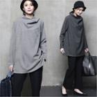 Cowl-neck Check Blouse