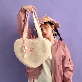 Heart Shape Handbag Off-white - One Size