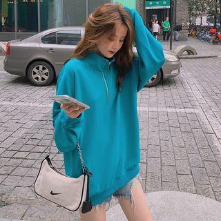 Long Sleeve Half-zip Plain Sweatshirt