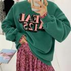 Letter-printed Fleece-lind Boxy Pullover
