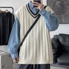 V-neck Ribbed Sweater Vest