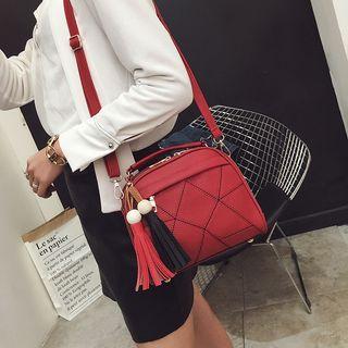 Stitched Shoulder Bag With Tassel