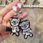 Cz Bear Accent Drop Earrings