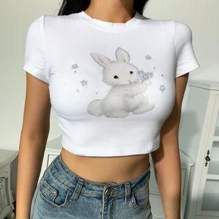 Short Sleeve Printed Crop T-shirt