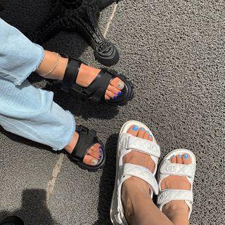 Buckled Velcro Platform Sandals