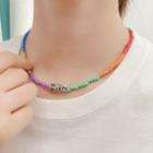 Lettering Cube Resin Bead Choker 1 Pc - Red & Blue & Yellow - One Size