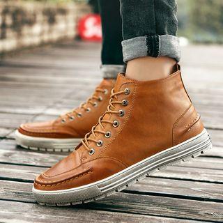 Fleece-lining Lace-up Ankle Boots