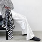 Wide Leg Pants With Geometry Printed Scarf