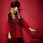 Long-sleeve Embroidered A-line Dress