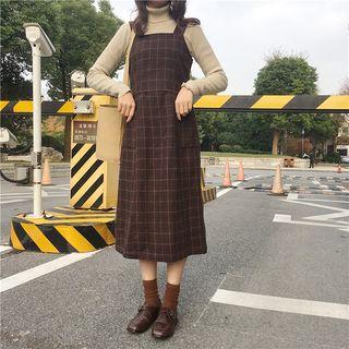 Window Pane Pinafore Midi Dress