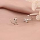 Rhinestone Spiral Earring With Gift Box - 1 Pair - Silver - One Size