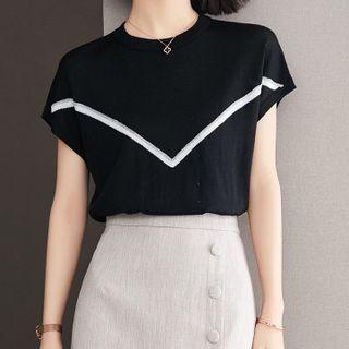 Cap Sleeve Print Knit Top