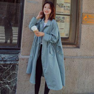 Drawstring Midi Zip Jacket