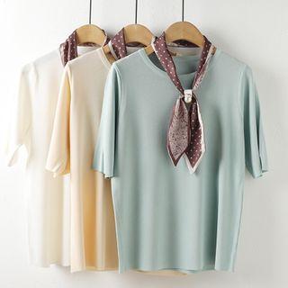 Short-sleeve Scarfed Top