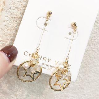 Alloy Rhinestone Faux Pearl Star Dangle Earring 1 Pair - Gold - One Size
