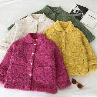 Plain Single-breasted Fleece Long-sleeve Jacket
