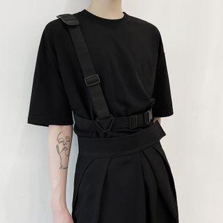 Elbow-sleeve Buckled Strap T-shirt