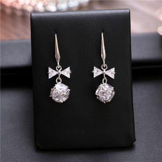 Cz Bow Drop Earring