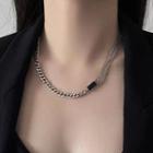 Layered Chain Necklace Silver & Black - One Size