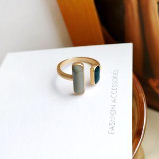 Alloy Open Ring 1pc - Gold & Black & Light Gray - One Size