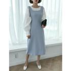 Square-neck Flared Long Dress