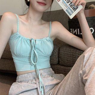 Tie-front Camisole Top Aqua Blue - One Size