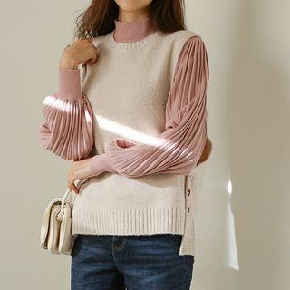 Round-neck Button-side Vest