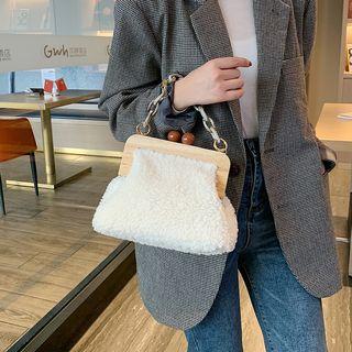 Faux Shearling Kiss Lock Bucket Bag