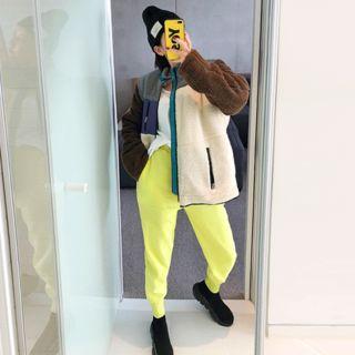 Color-block Brushed-fleece Lined Jacket