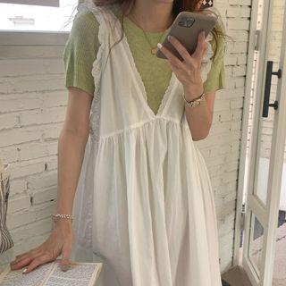 Midi Overall Dress / Short-sleeve Knit Top