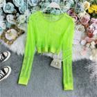 Long Sleeve Mesh Crop T-shirt