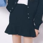Set: Embroidered Baseball Jacket + Ruffle Skirt