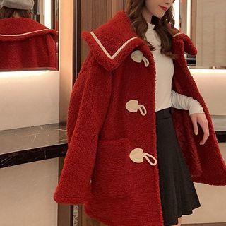 Sailor-collar Toggle-button Fleece Coat