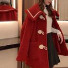 Sailor-collar Toggle-button Fleece Coat