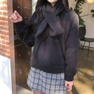 Round-neck Fleece Top With Scarf