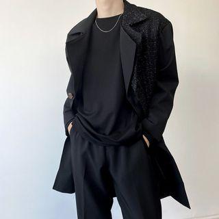 Mock Two-piece Panel Single-breasted Coat