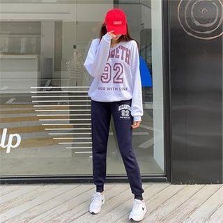 Set: V-neck Letter Pullover + Jogger Pants