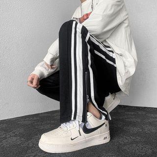 Contrast Trim Side Zip Pants