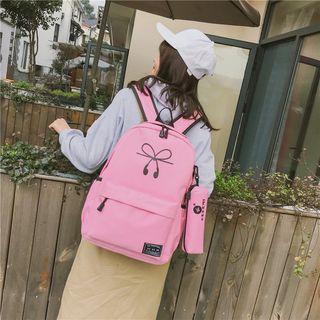 Bow Print Lightweight Backpack With Pouch