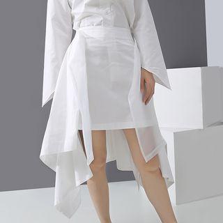 Dip Back Midi A-line Skirt