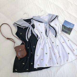 Sleeveless Banana Print Mini A-line Dress