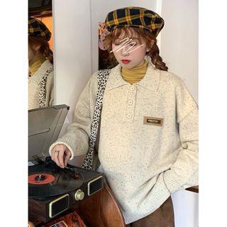 Long-sleeve Loose-fit Knit Polo-shirt