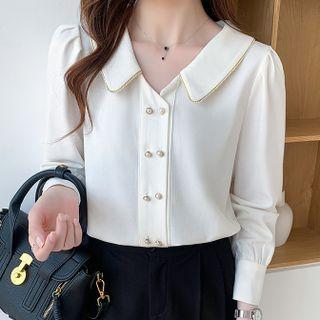 Faux Pearl-button Chiffon Shirt