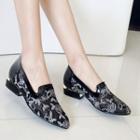 Lace Panel Low Heel Loafers