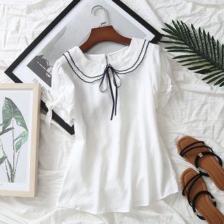 Short-sleeve Peter Pan-collar Blouse