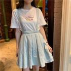 Printed T-shirt / Sleeveless Pleated Dress
