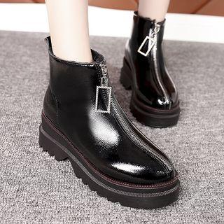Zip-front Platform Ankle Boots