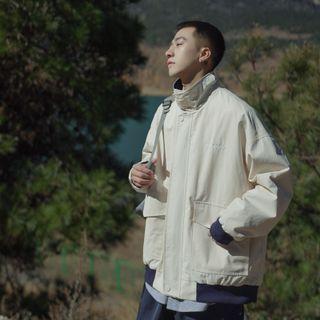 Two Tone Zip-up Utility Jacket